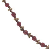 Collier doré perles bordeaux avec couronnes dorées 42 cm