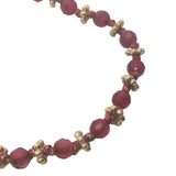 Collier doré perles bordeaux avec couronnes dorées 42 cm