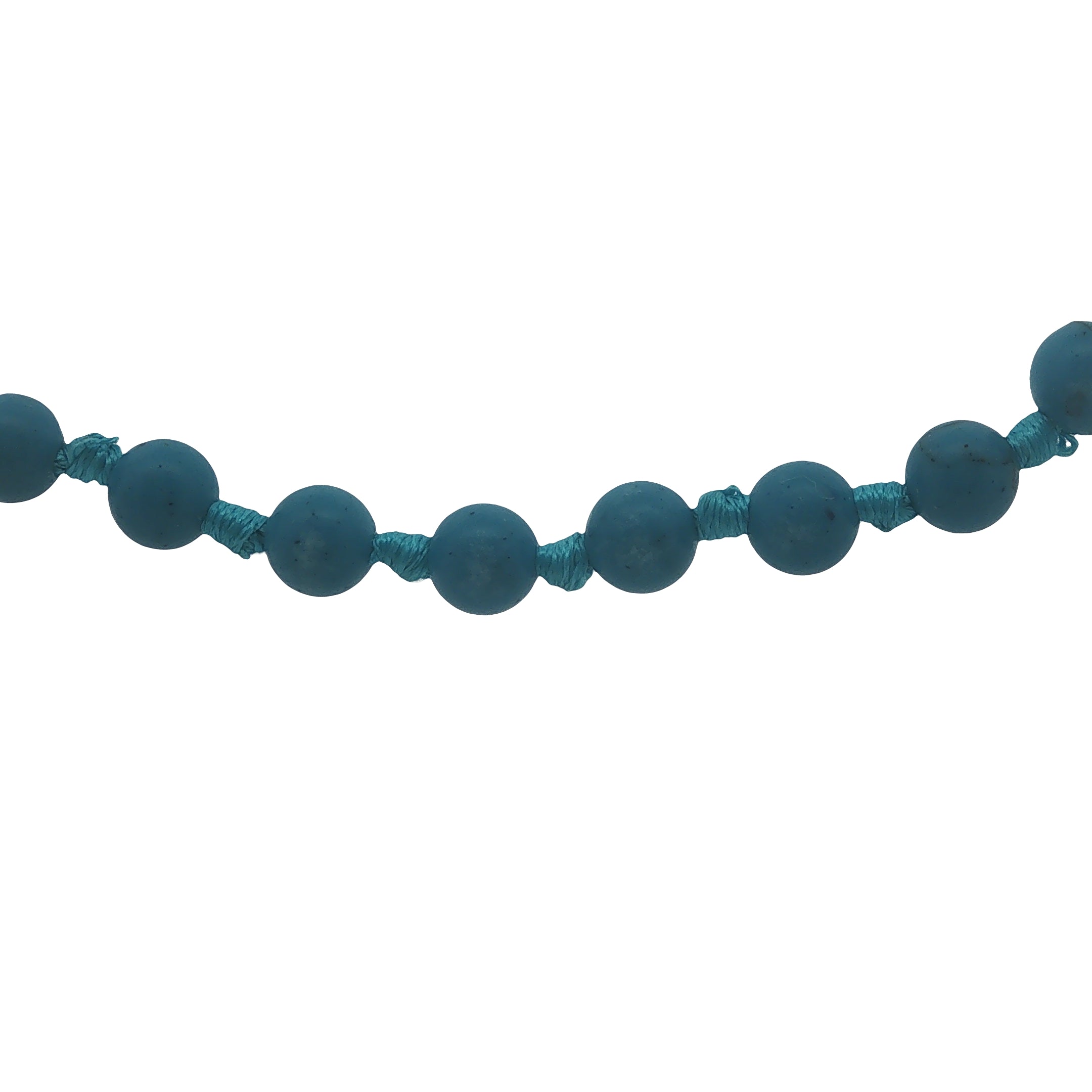 Collier doré perles turquoise, disques dorés et noeuds turquoise 42 cm