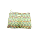 Grande pochette de voyage verte à fleurs oranges