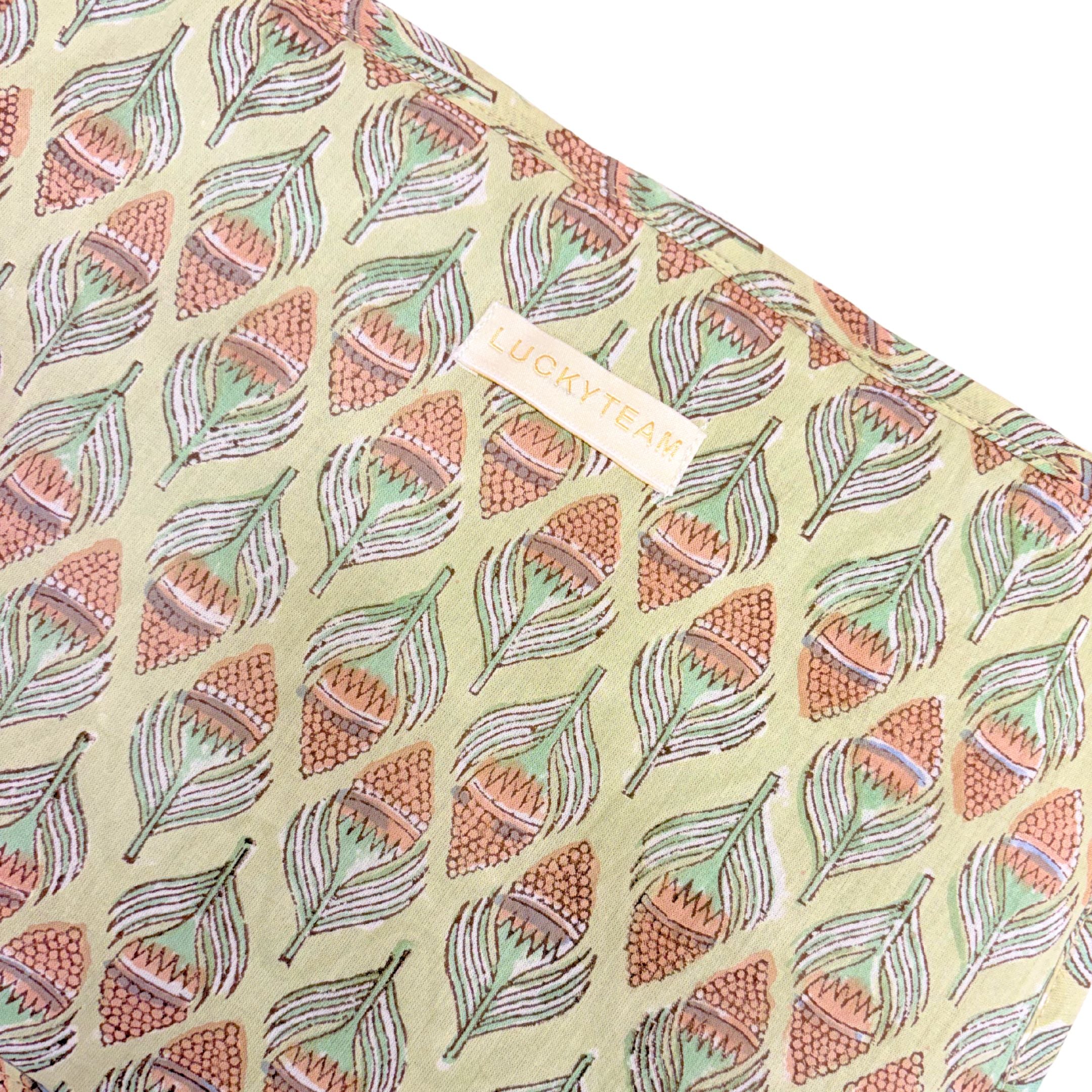 Grande pochette de voyage verte à fleurs oranges