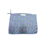 Grande pochette de voyage bleue à fleurs vertes et roses