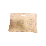 Grande pochette de voyage kantha imprimé rose pale, bleu et jaune