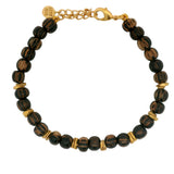 Bracelet doré avec perles de bois et disques dorés