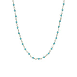 Collier argent 925 chaine rosary en turquoise 38 cm
