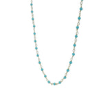 Collier argent 925 chaine rosary en turquoise 38 cm