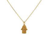 Collier dorée main de Fatma et zircon 42 cm