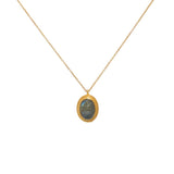 Gold necklace with lapis scarab pendant