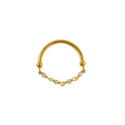 Bague rosary dorée chaine et préhnite