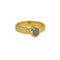 Bague dorée pierre ovale et anneau large - 52 / LABRADORITE