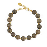 Bracelet perles en bois et perles dorées - BOIS GRIS