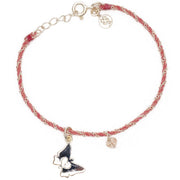 Bracelet cordon rose - Pendentif papillon