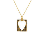 Collier doré plaque coeur vide et zircons - ZIRCONS NOIRS