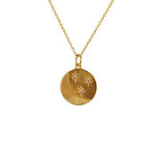 Collier médaille dorée lune et zircons - ZIRCONS BLANCS