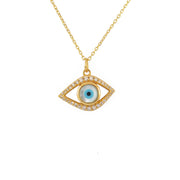 Collier doré oeil évidé nacre et zircons