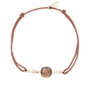 Bracelet cordon marron et quartz fumé