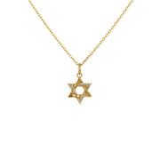 Collier etoile de david dorée et zircons - ZIRCONS BLANCS
