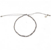Bracelet cordon gris clair et perles argent 925 et zircons