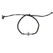 Bracelet en argent 925 rhodié noir croix sertie de zircons