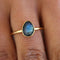 Bague dorée et pierre facettée - 50 / LABRADORITE