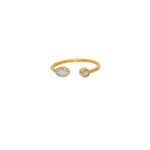 Bague dorée martelée ouverte et 2 pierres - 50 / PIERRE DE
