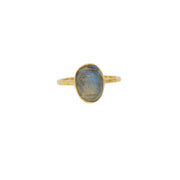 Bague dorée martelée pierre facettée - 50 / LABRADORITE