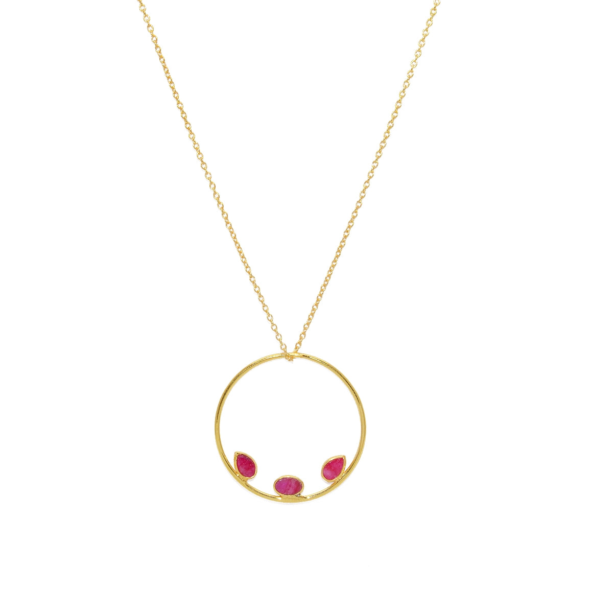 Sautoir doré pendentif rubis