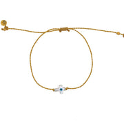 Bracelet tressé doré et croix avec oeil