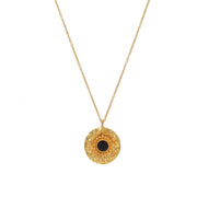 Collier doré médaille martelée et pierre facettée - ONYX