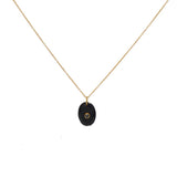 Collier doré onyx noire et zircon noir