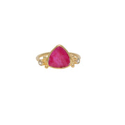 Bague dorée pierre et zircons - 50 / RUBIS & ZIRCONS