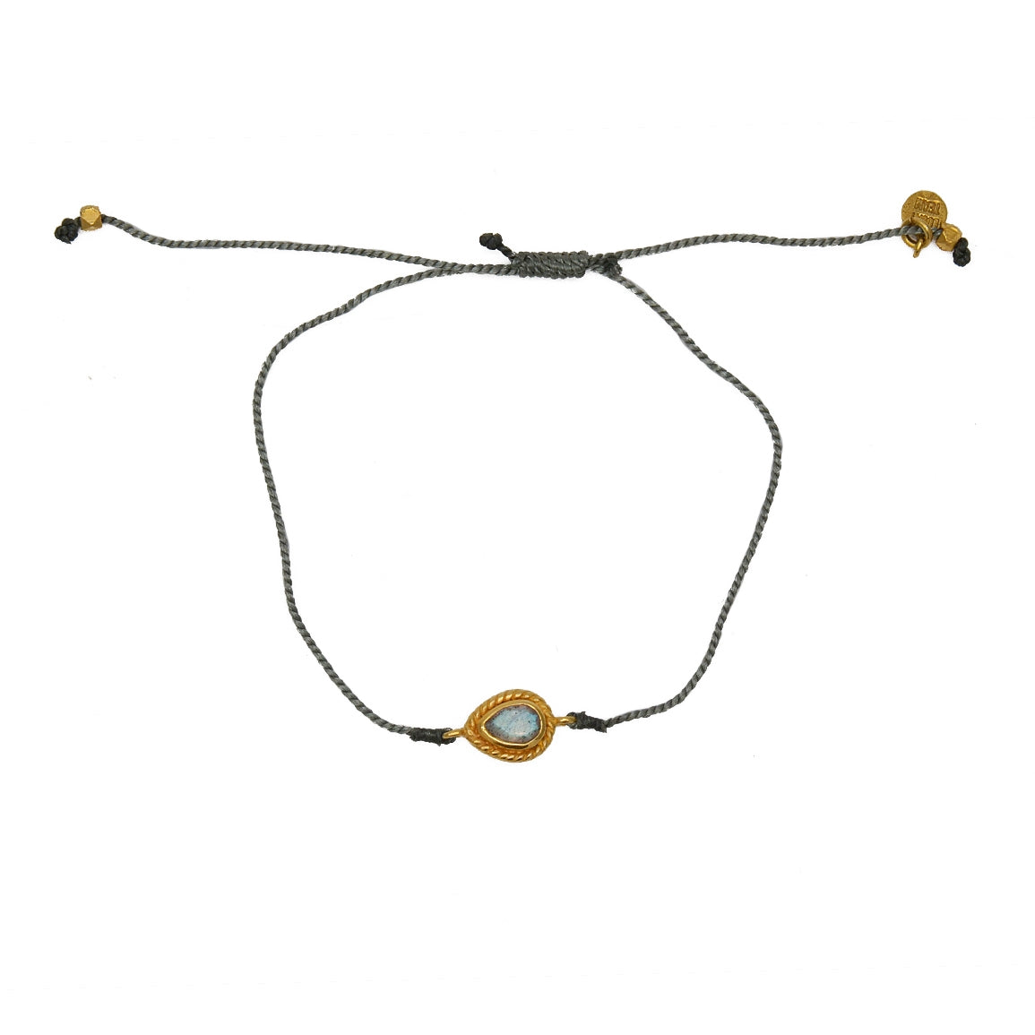 Bracelet tressé et goutte pierre - GRIS & LABRADORITE