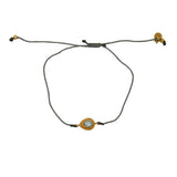 Bracelet tressé et goutte pierre - GRIS & LABRADORITE