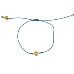 Bracelet tressé bleu jean soleil doré et zircon - BLEU JEAN