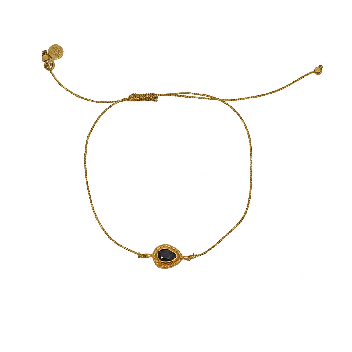 Bracelet tressé et goutte pierre - DORÉ & ONYX NOIRE