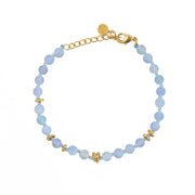 Bracelet perles naturelles et noeuds - AGATE BLEU GIVREE