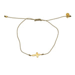Bracelet tressé bleu jean et croix doré - KAKI