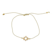 Bracelet tressé etoile de David dorée et zircons - BEIGE