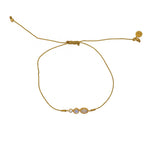 Bracelet tressé pierre et zircon - DORÉ - PIERRE DE LUNE -