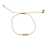 Bracelet tressé pierre et zircon - DORÉ - PIERRE DE LUNE -