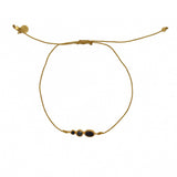 Bracelet tressé pierre et zircon - DORÉ - ONYX NOIRE -