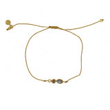 Bracelet tressé pierre et zircon - DORÉ - LABRADORITE -