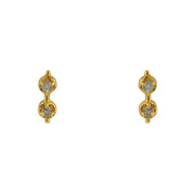 Boucles dorées double pierre - Boucles d’oreilles