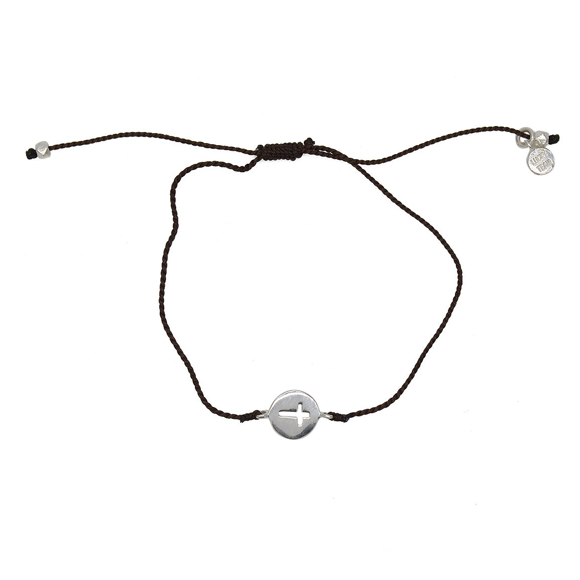 Bracelet tressé coloré et médaille croix argent 925 -