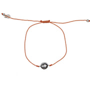 Bracelet tressé coloré et médaille croix argent 925 - CORAIL