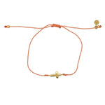 Bracelet tressé bleu jean et croix doré - CORAIL