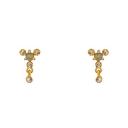 Boucles dorées pierre zircons et pampille - LABRADORITE -