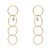 Boucles dorées anneaux et pierre goutte - LABRADORITE