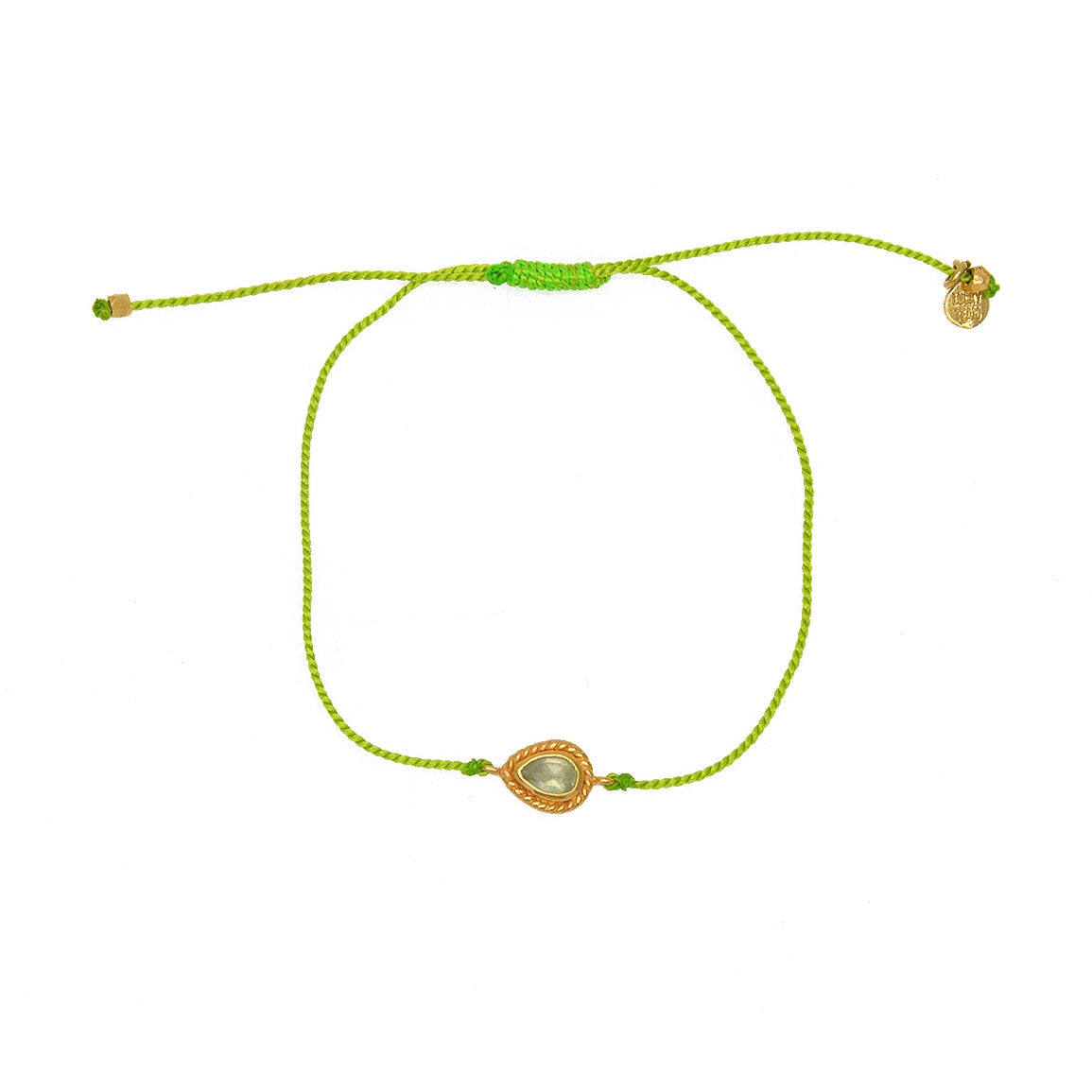 Bracelet tressé et goutte pierre - VERT & PREHNITE