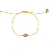 Bracelet tressé et goutte pierre - JAUNE & PREHNITE